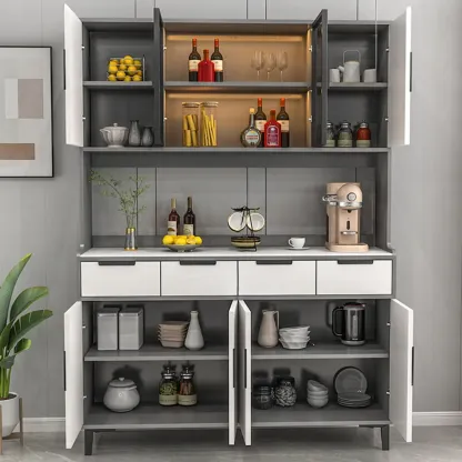 Modern Wooden Display Cabinet with Glass Doors Image - 9