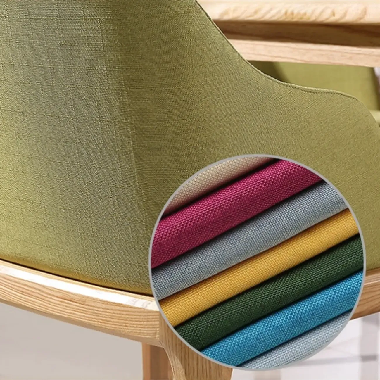 Linen Purple Upholstered Nordic Dining Chair with Armrest Image - 3