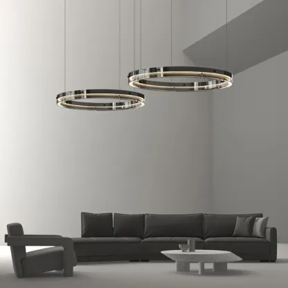 Modern LED Round Metal Chandelier with Flexible Height Image - 6
