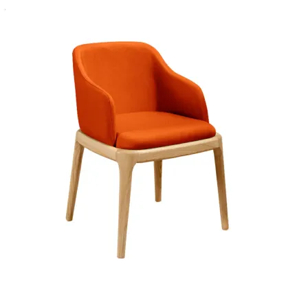 Linen Purple Upholstered Nordic Dining Chair with Armrest Image - 4