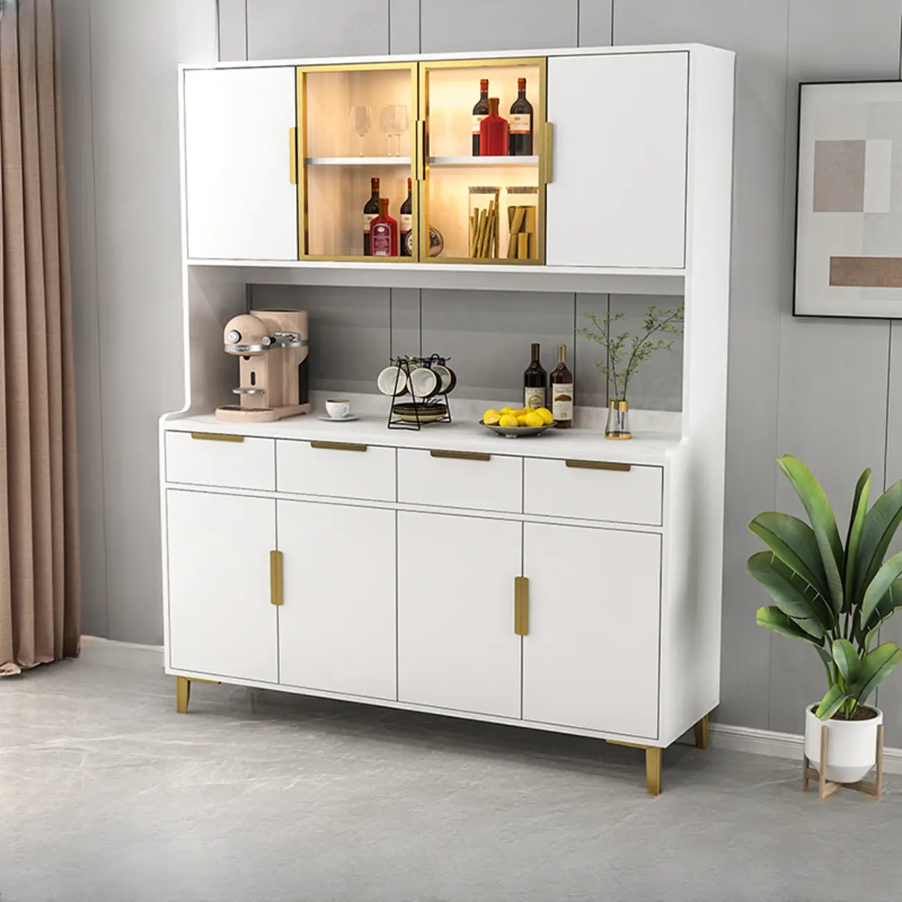 Modern Wooden Display Cabinet with Glass Doors Image - 10 | homeyfad