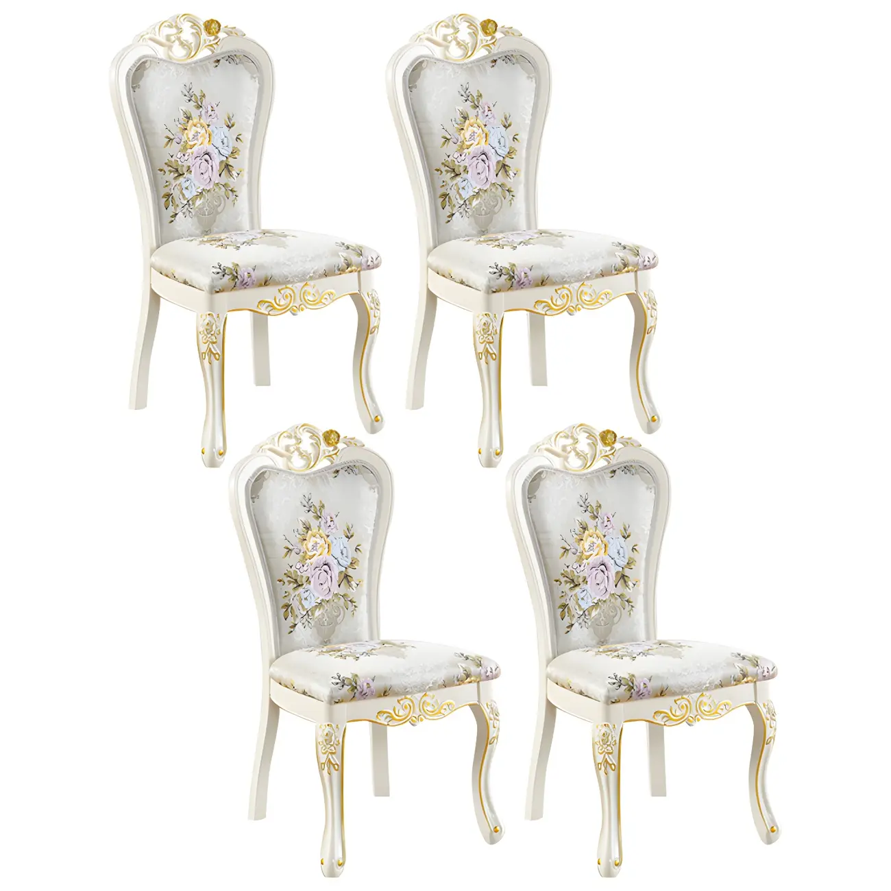White Wood Victorian Upholstered Dining Chair Image - 28 | homeyfad