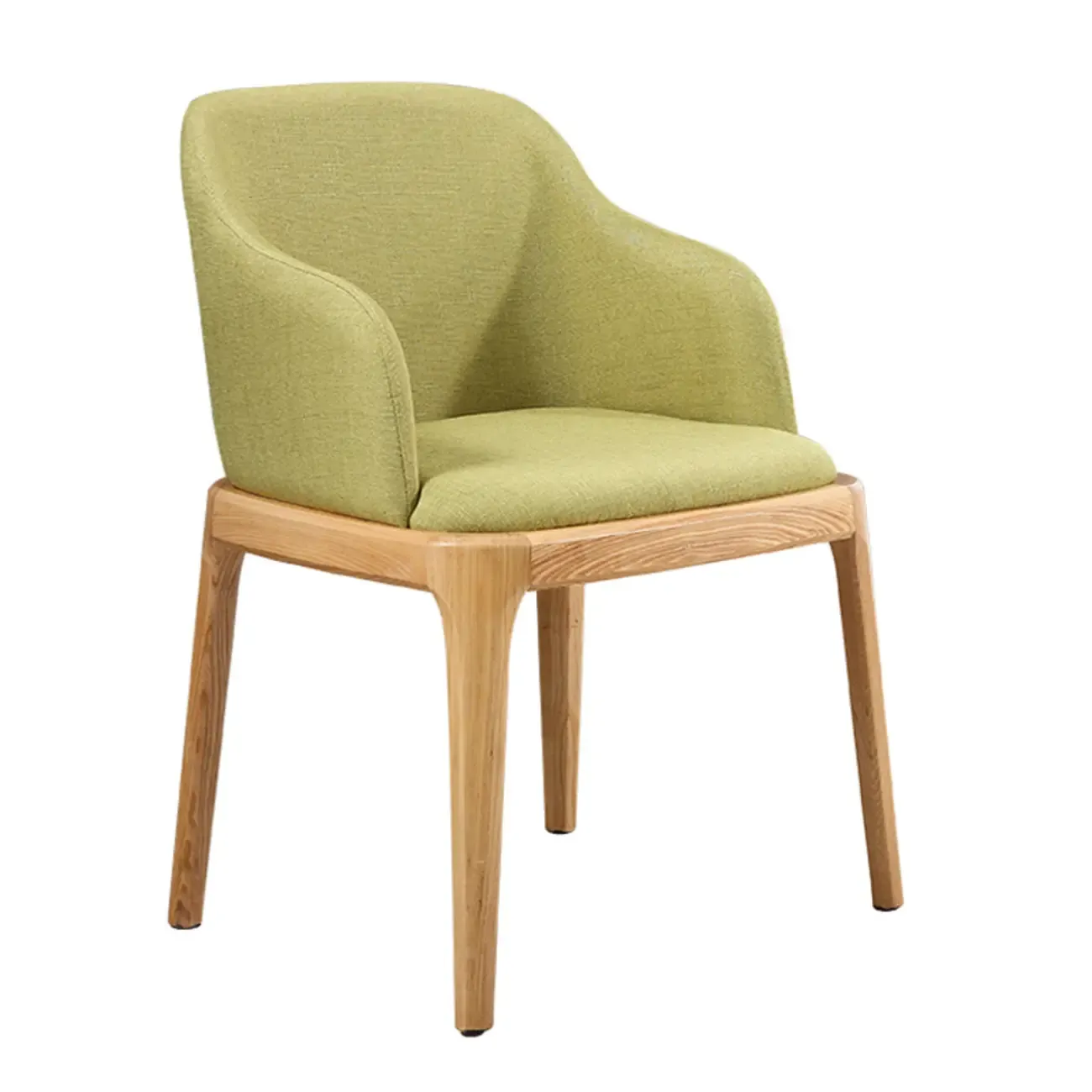 Linen Purple Upholstered Nordic Dining Chair with Armrest Image - 5