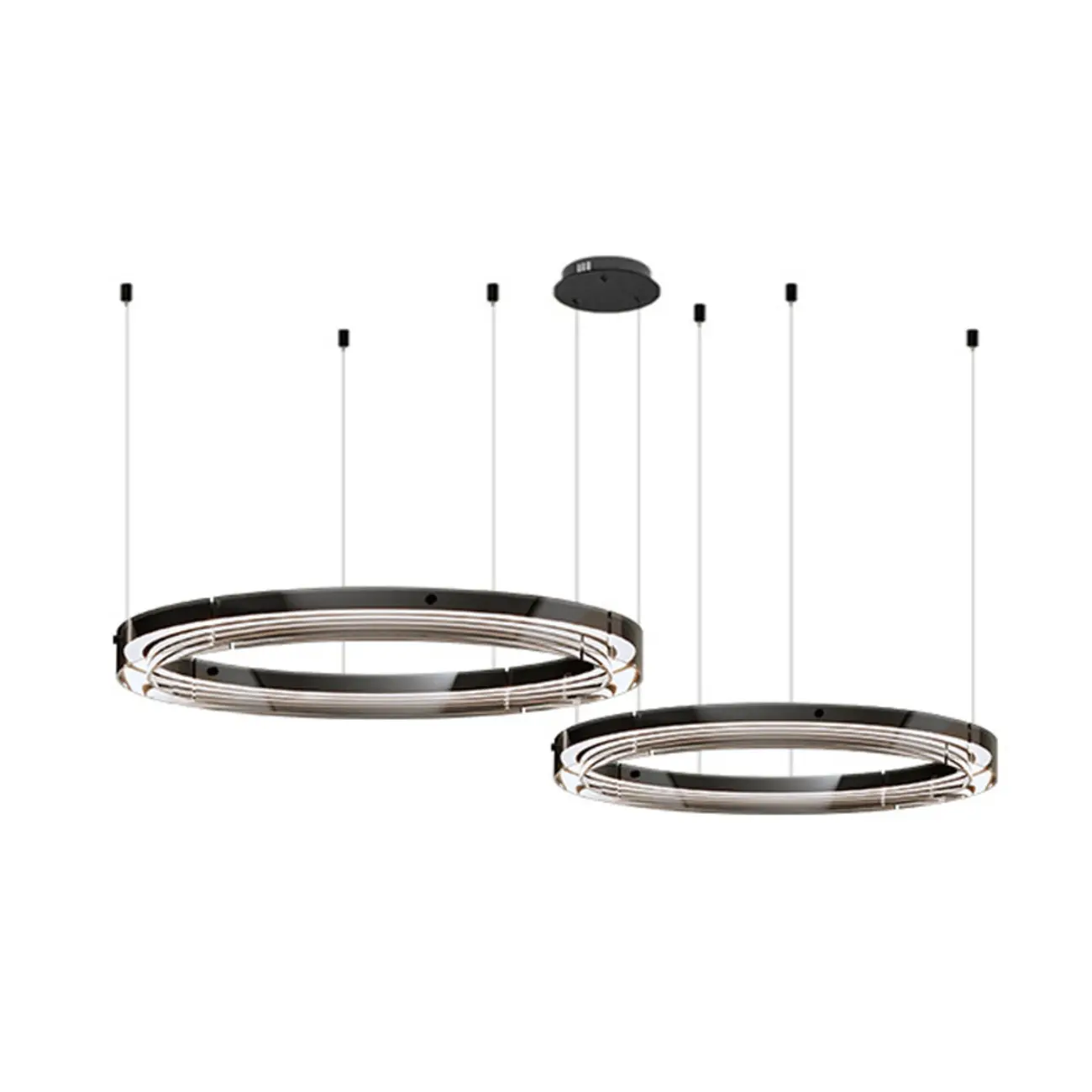 Modern LED Round Metal Chandelier with Flexible Height Image - 7 | homeyfad