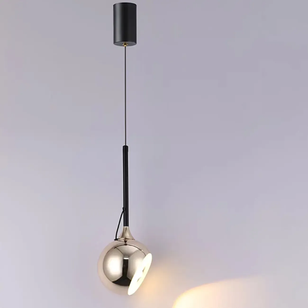 Modern Silver Metal Globe Pendant Light with Long Line for Bedroom Image - 6
