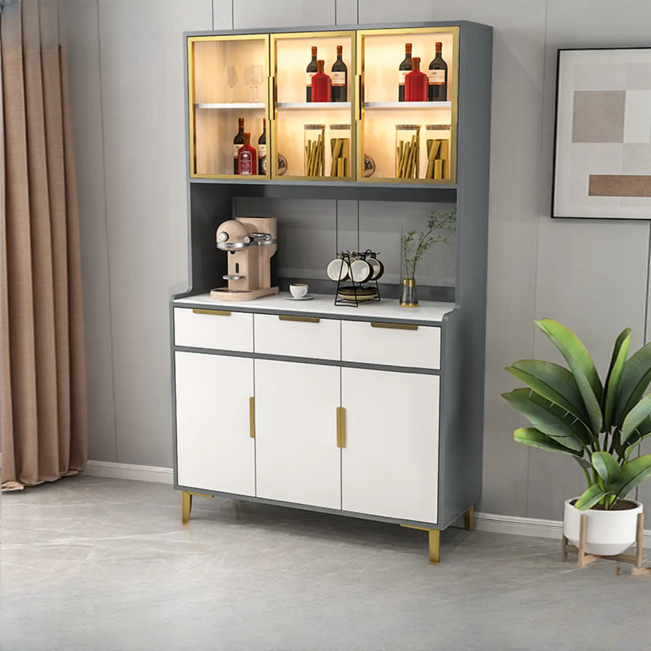 Modern Wooden Display Cabinet with Glass Doors Image - 11 | homeyfad