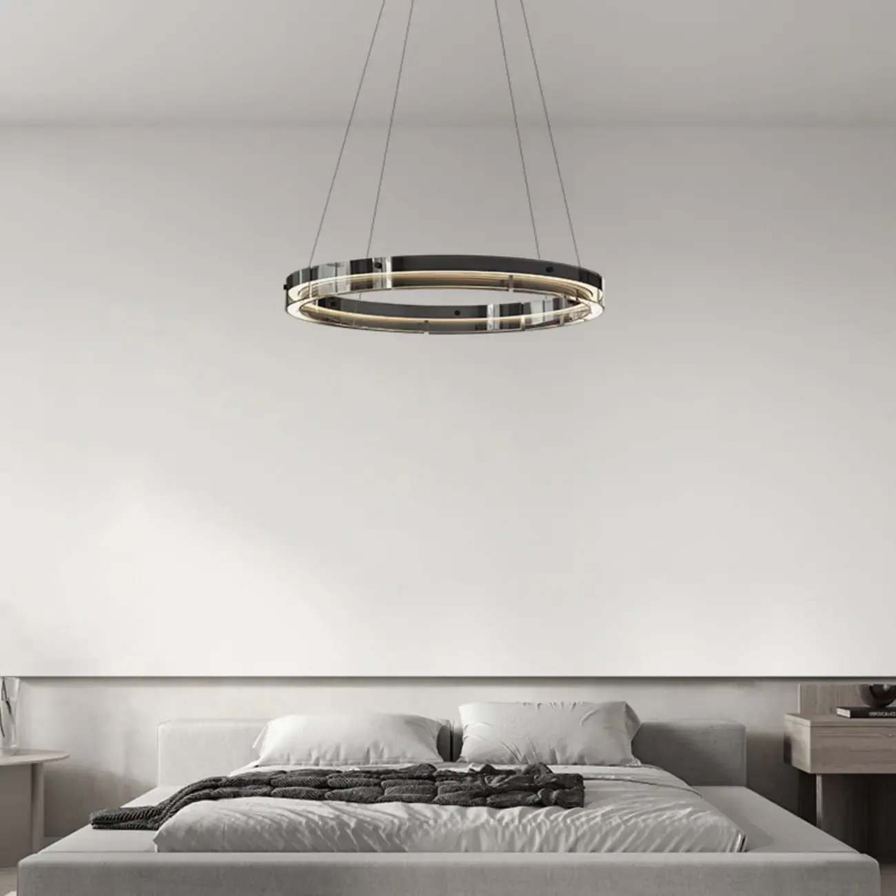 Modern LED Round Metal Chandelier with Flexible Height Image - 8