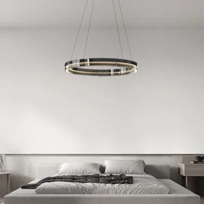 Modern LED Round Metal Chandelier with Flexible Height Image - 8
