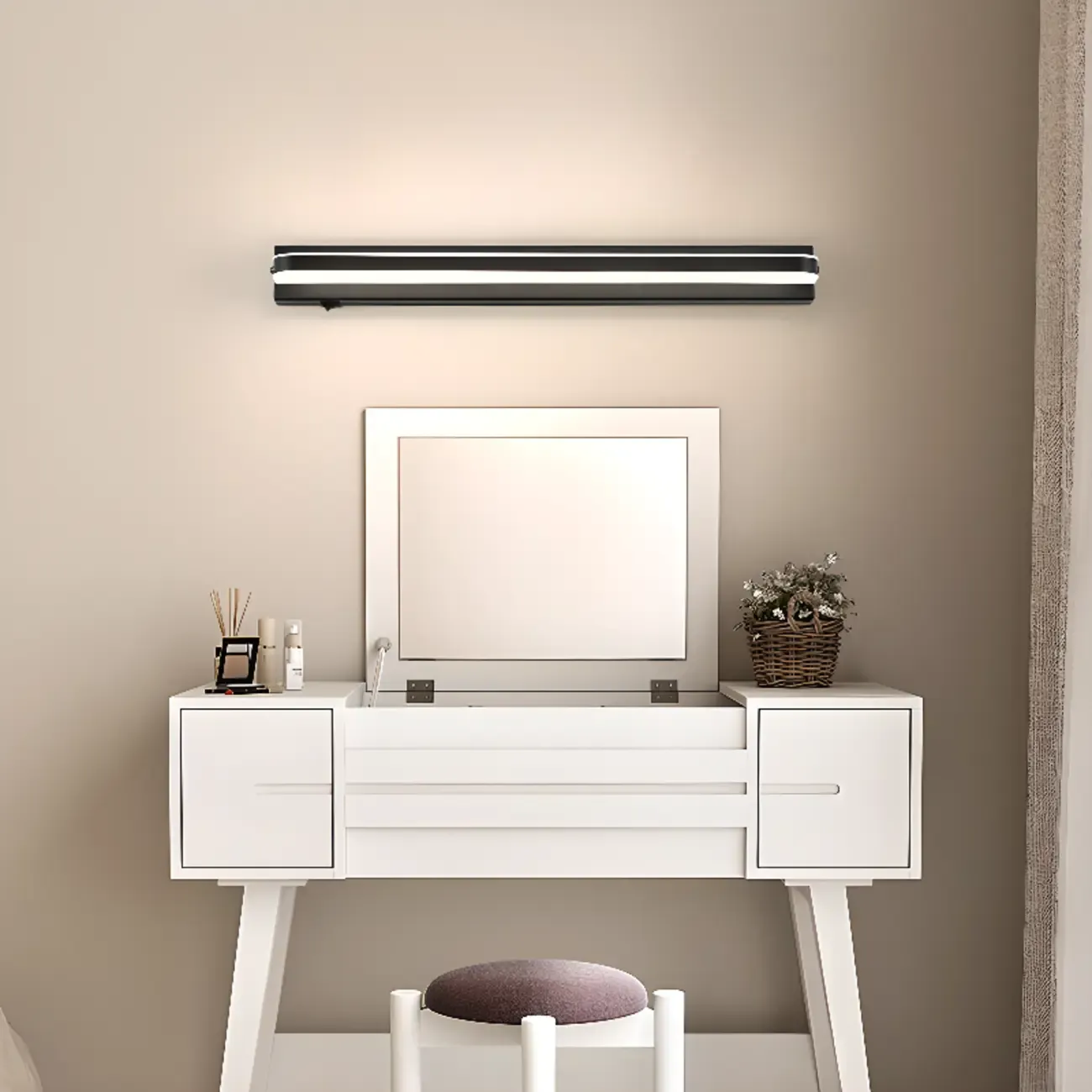 Modern LED Vanity Light Bar for Bathroom with White Shade Image - 4