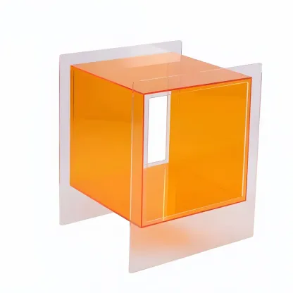 Modish Clear Design Acrylic Nightstand with Casters Open Shelf Image - 11