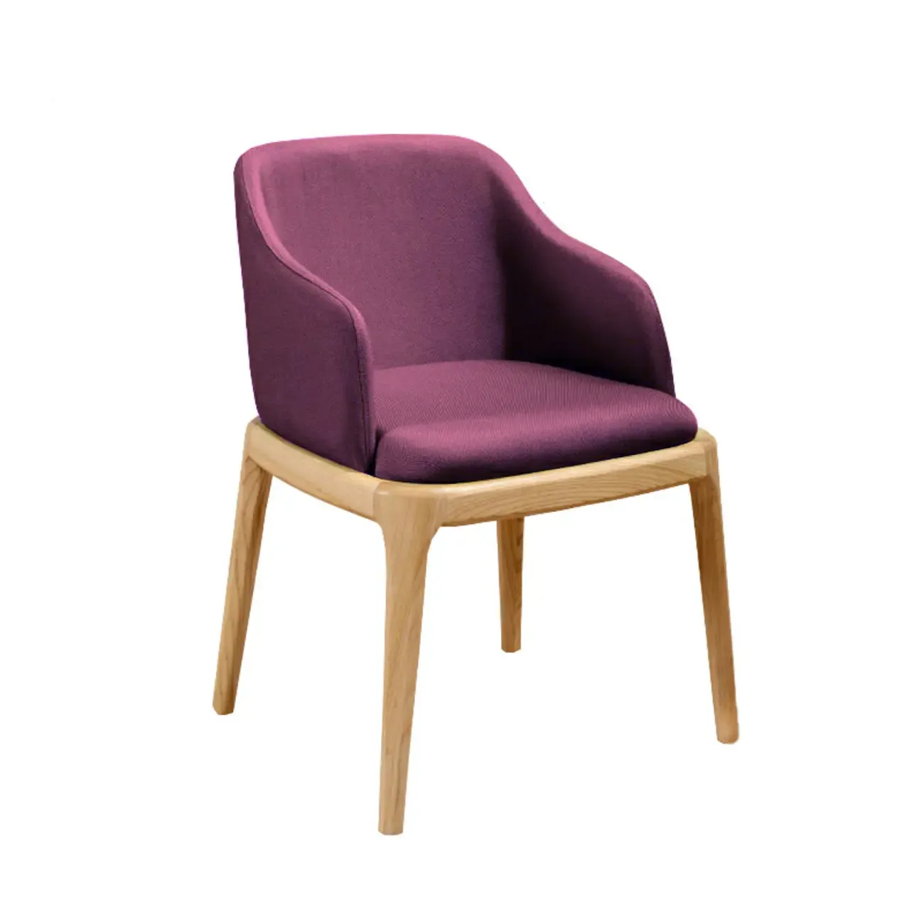 Linen Purple Upholstered Nordic Dining Chair with Armrest Image - 7