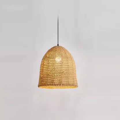 Country Style Rattan Cage Shaped Pendant Light for Living Room Image - 6
