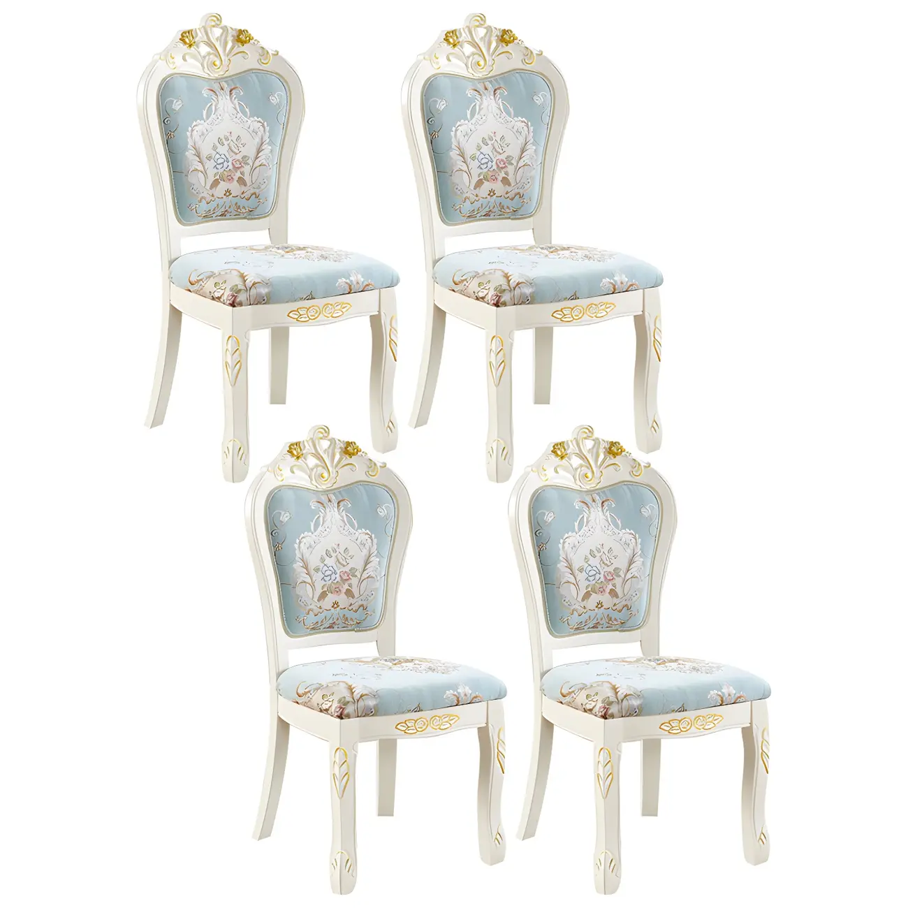 White Wood Victorian Upholstered Dining Chair Image - 30 | homeyfad