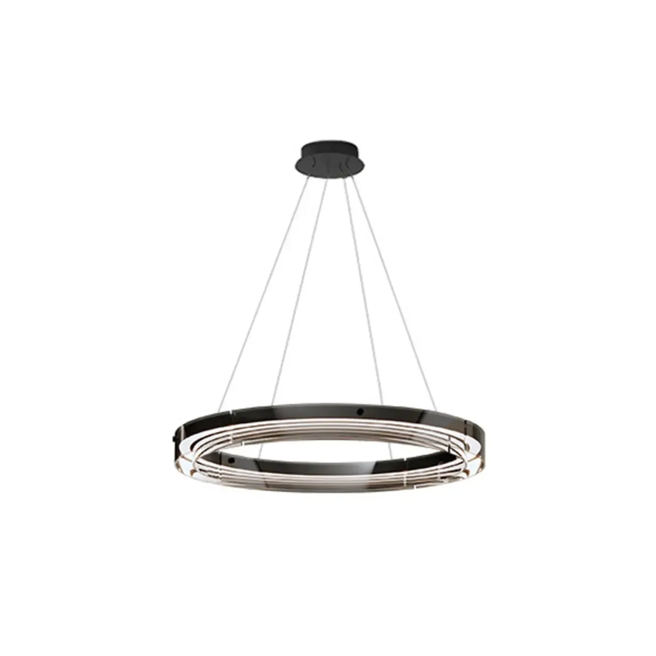Modern LED Round Metal Chandelier with Flexible Height Image - 9