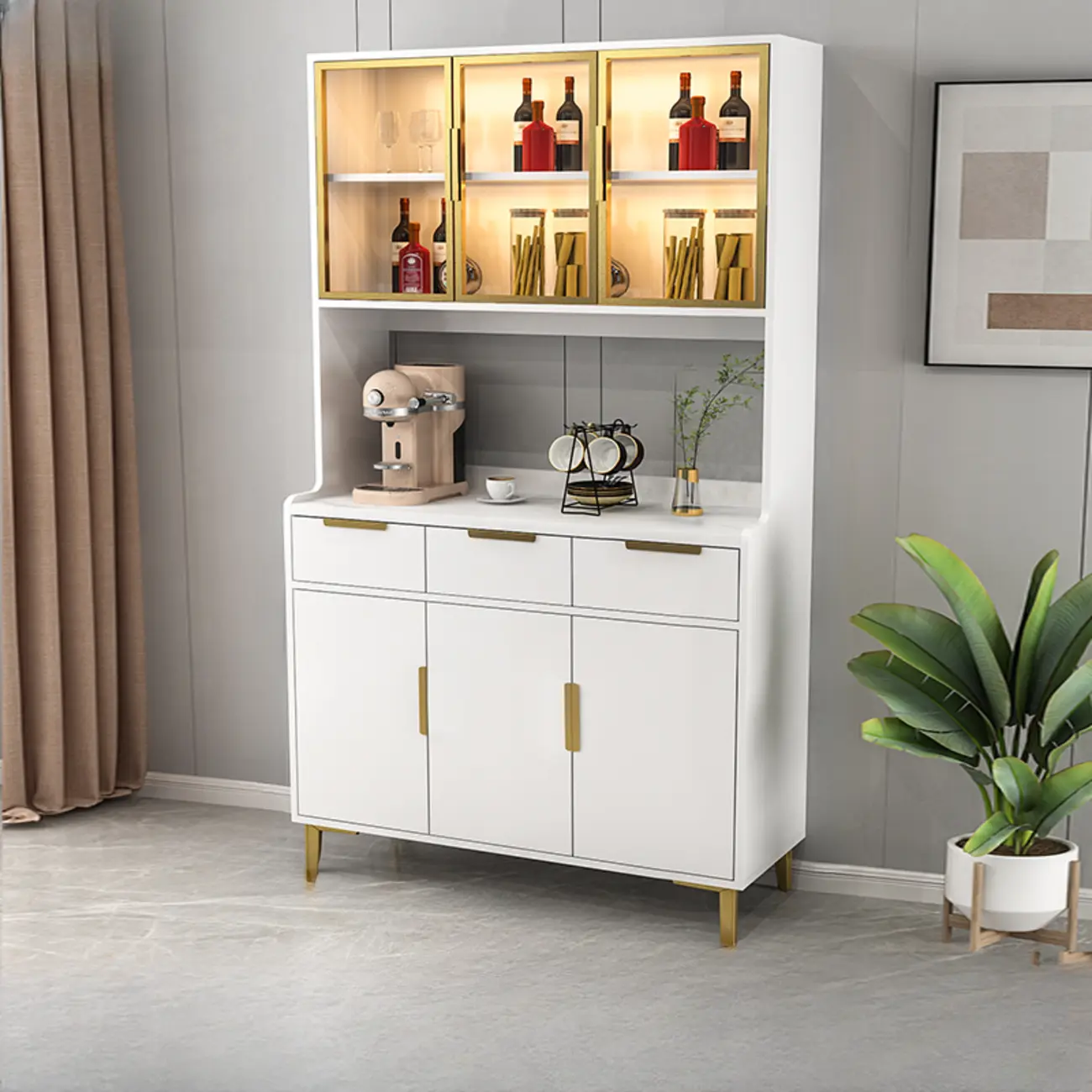 Modern Wooden Display Cabinet with Glass Doors Image - 13 | homeyfad