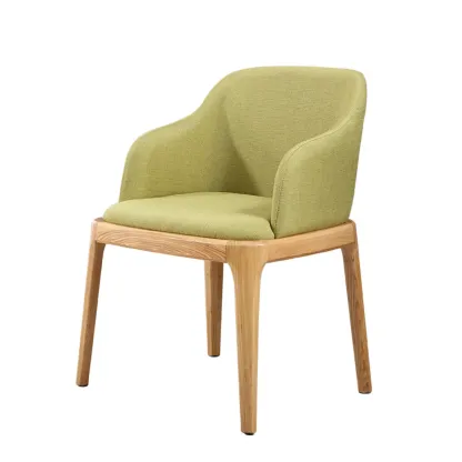 Linen Purple Upholstered Nordic Dining Chair with Armrest Image - 9