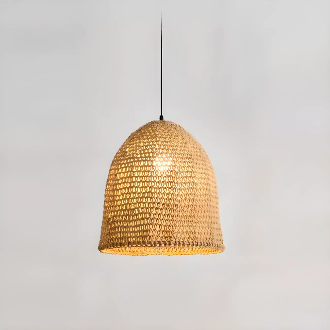 Country Style Rattan Cage Shaped Pendant Light for Living Room Image - 7