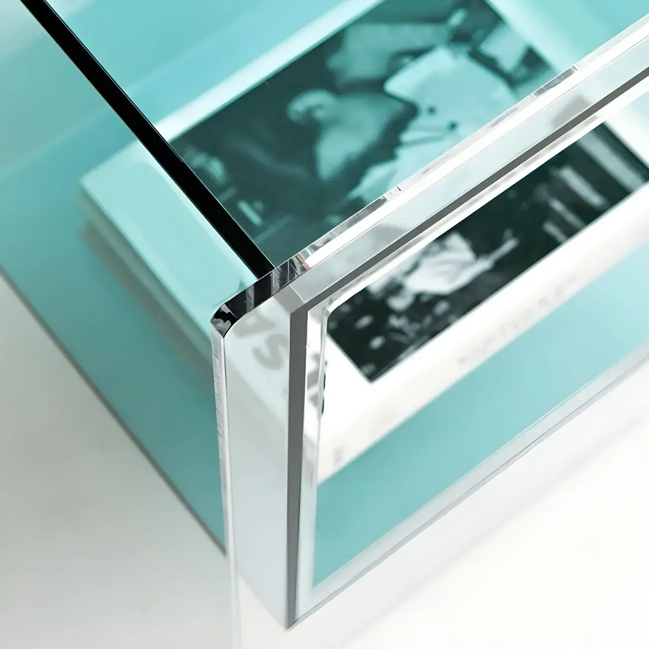 Modish Clear Design Acrylic Nightstand with Casters Open Shelf Image - 13