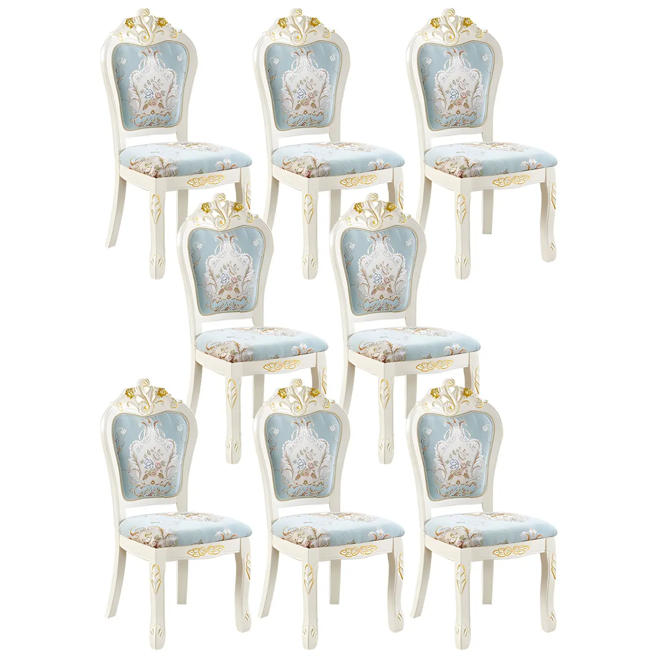 White Wood Victorian Upholstered Dining Chair Image - 31 | homeyfad