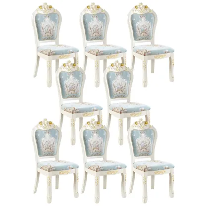 White Wood Victorian Upholstered Dining Chair Image - 31
