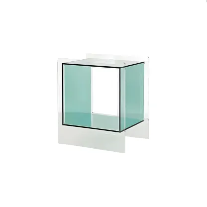 Modish Clear Design Acrylic Nightstand with Casters Open Shelf Image - 14