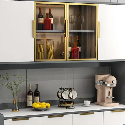 Modern Wooden Display Cabinet with Glass Doors Image - 14