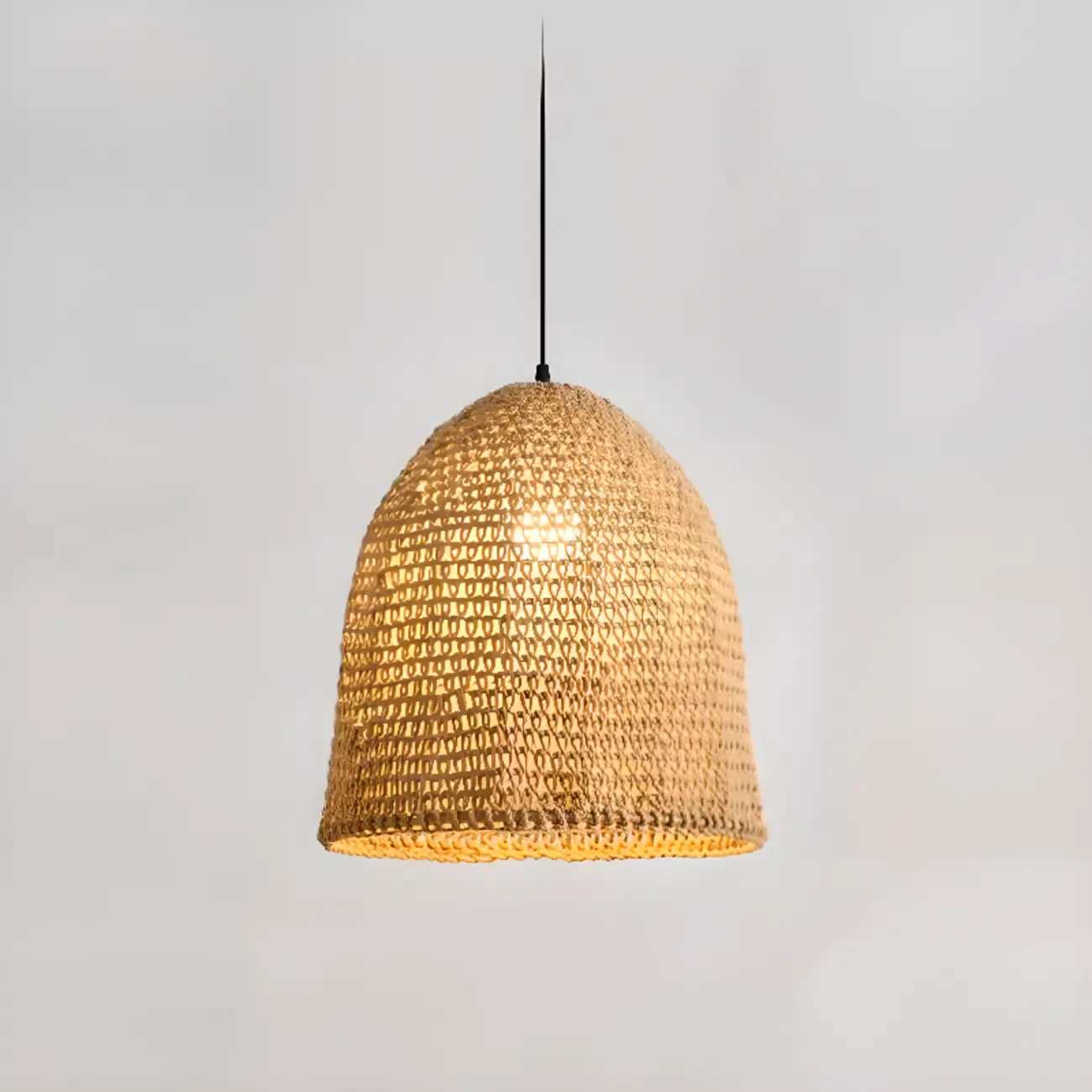 Country Style Rattan Cage Shaped Pendant Light for Living Room Image - 8
