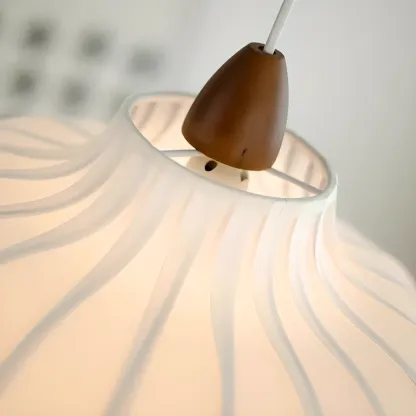 Elegant Fabric White Dome Pendant Lamp for Living Room Image - 6