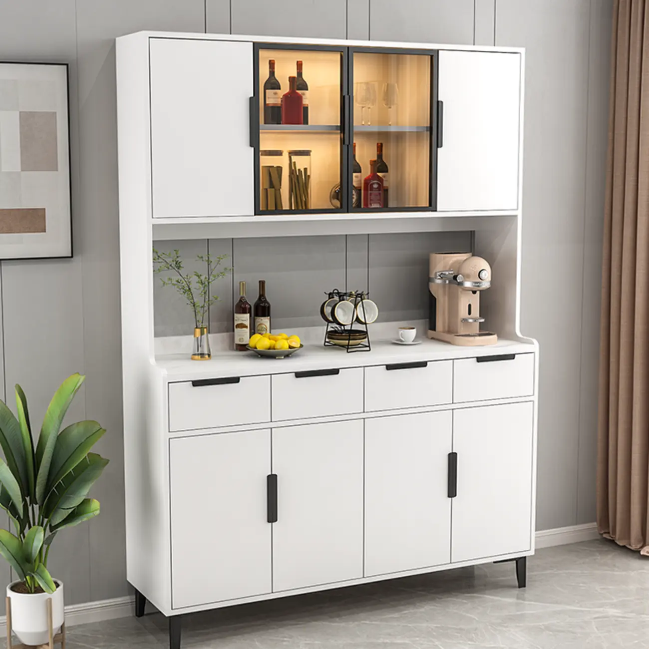 Modern Wooden Display Cabinet with Glass Doors Image - 15 | homeyfad