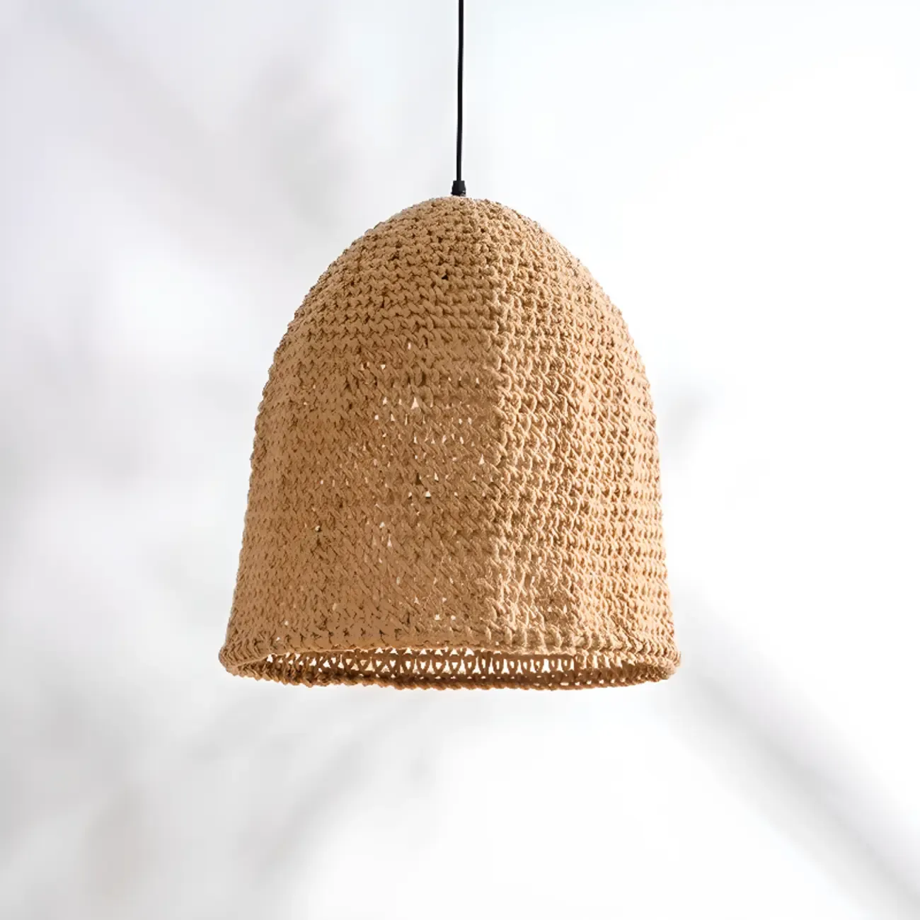 Country Style Rattan Cage Shaped Pendant Light for Living Room Image - 9