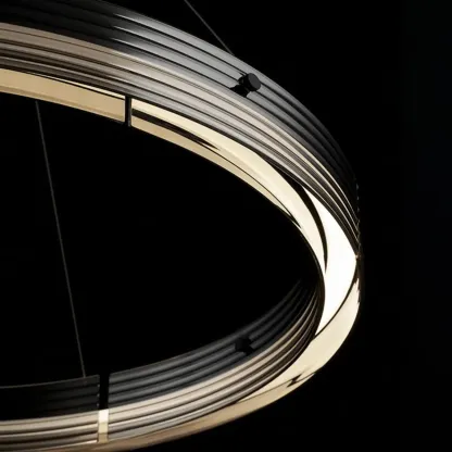 Modern LED Round Metal Chandelier with Flexible Height Image - 12