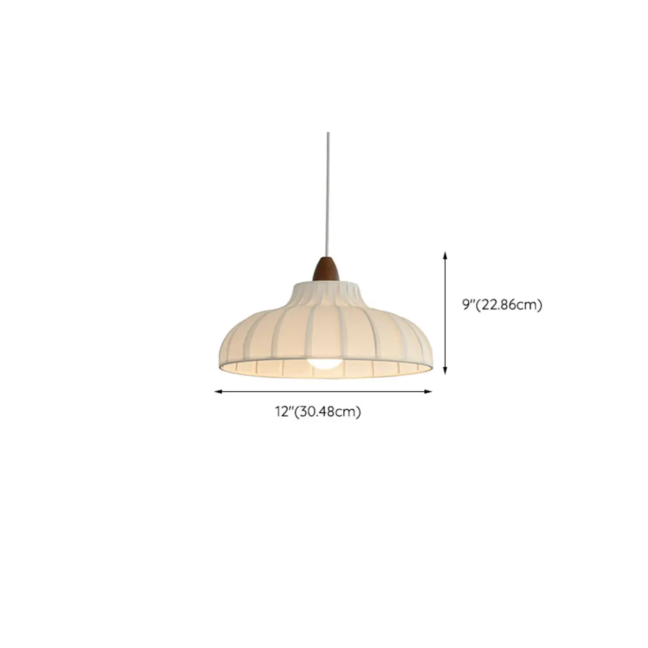 Elegant Fabric White Dome Pendant Lamp for Living Room #size