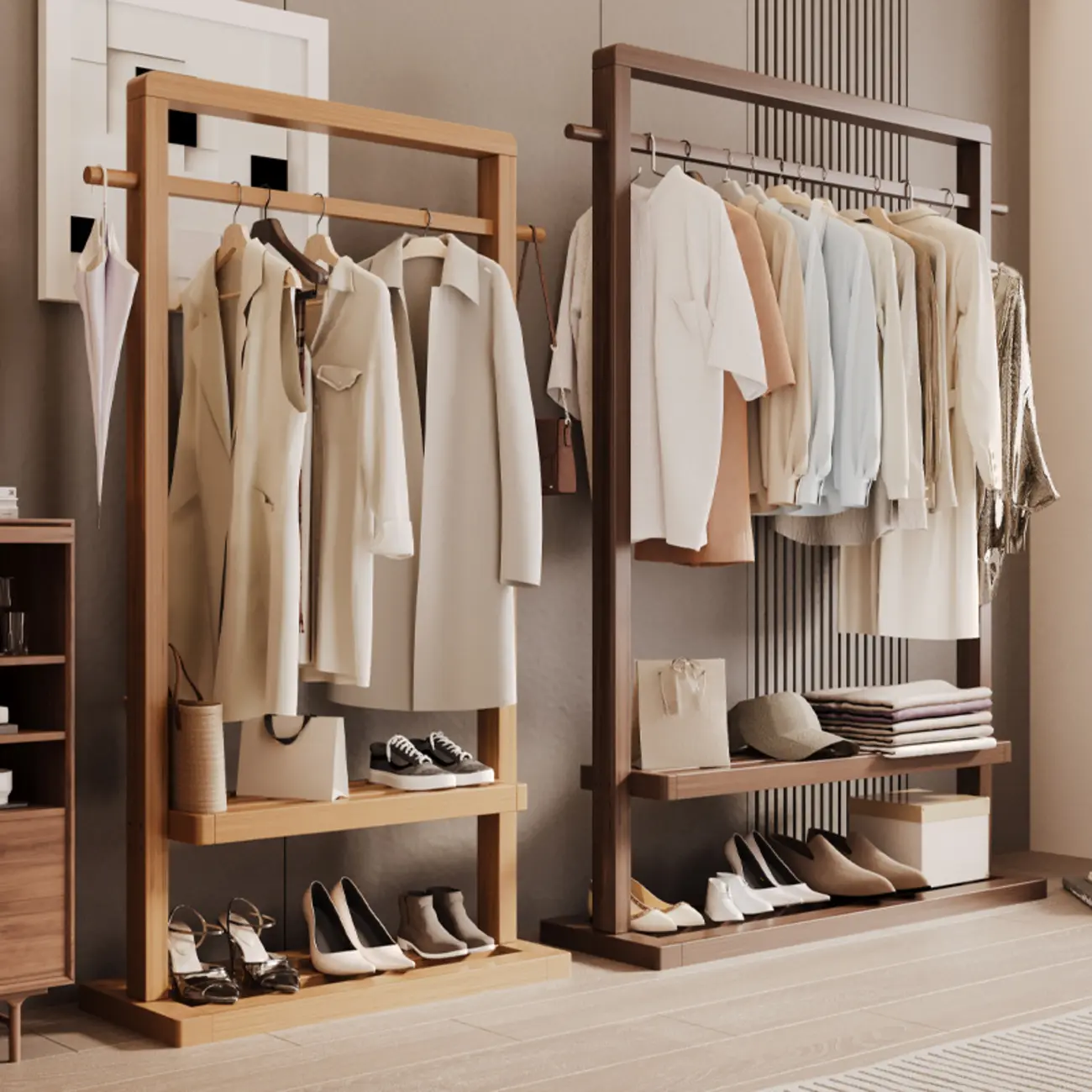 Modern Wooden Hall Tree with Shelves and Hooks Image - 1 | homeyfad