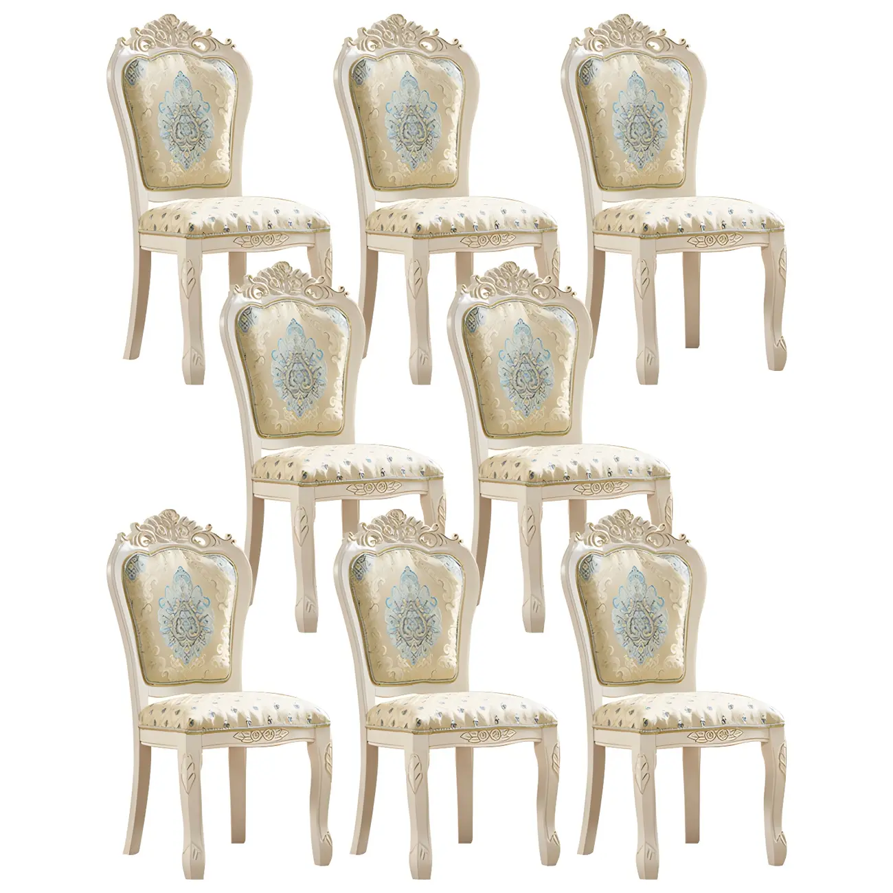 White Wood Victorian Upholstered Dining Chair Image - 33 | homeyfad