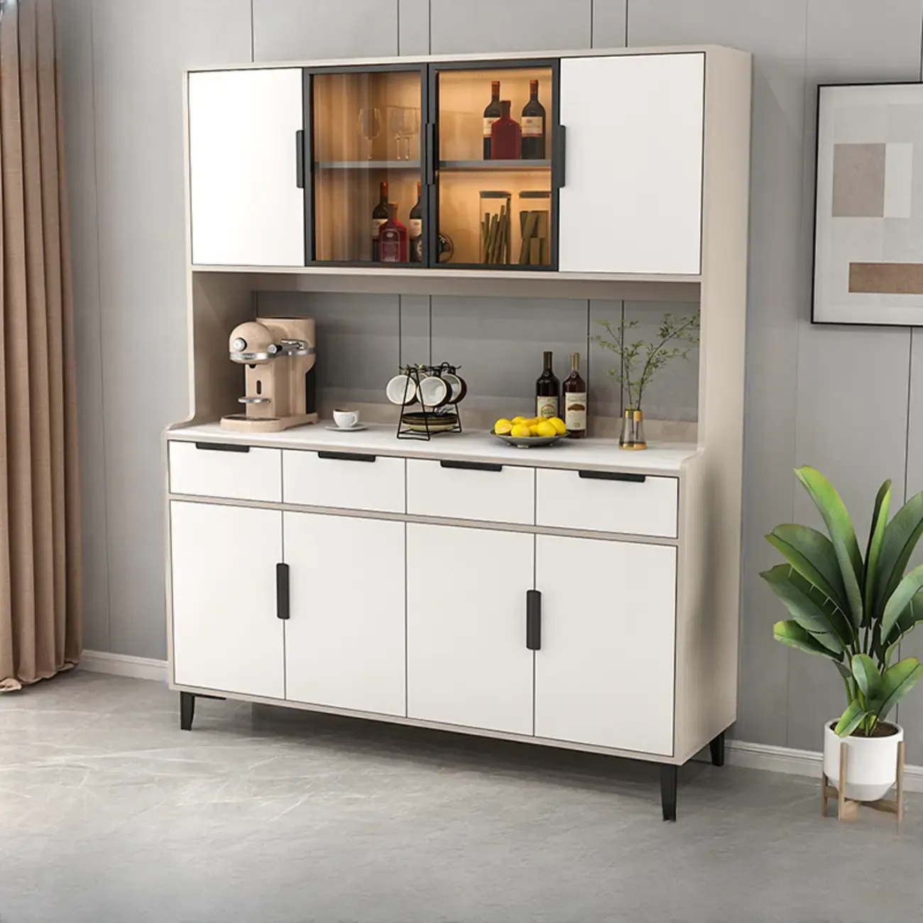 Modern Wooden Display Cabinet with Glass Doors Image - 16