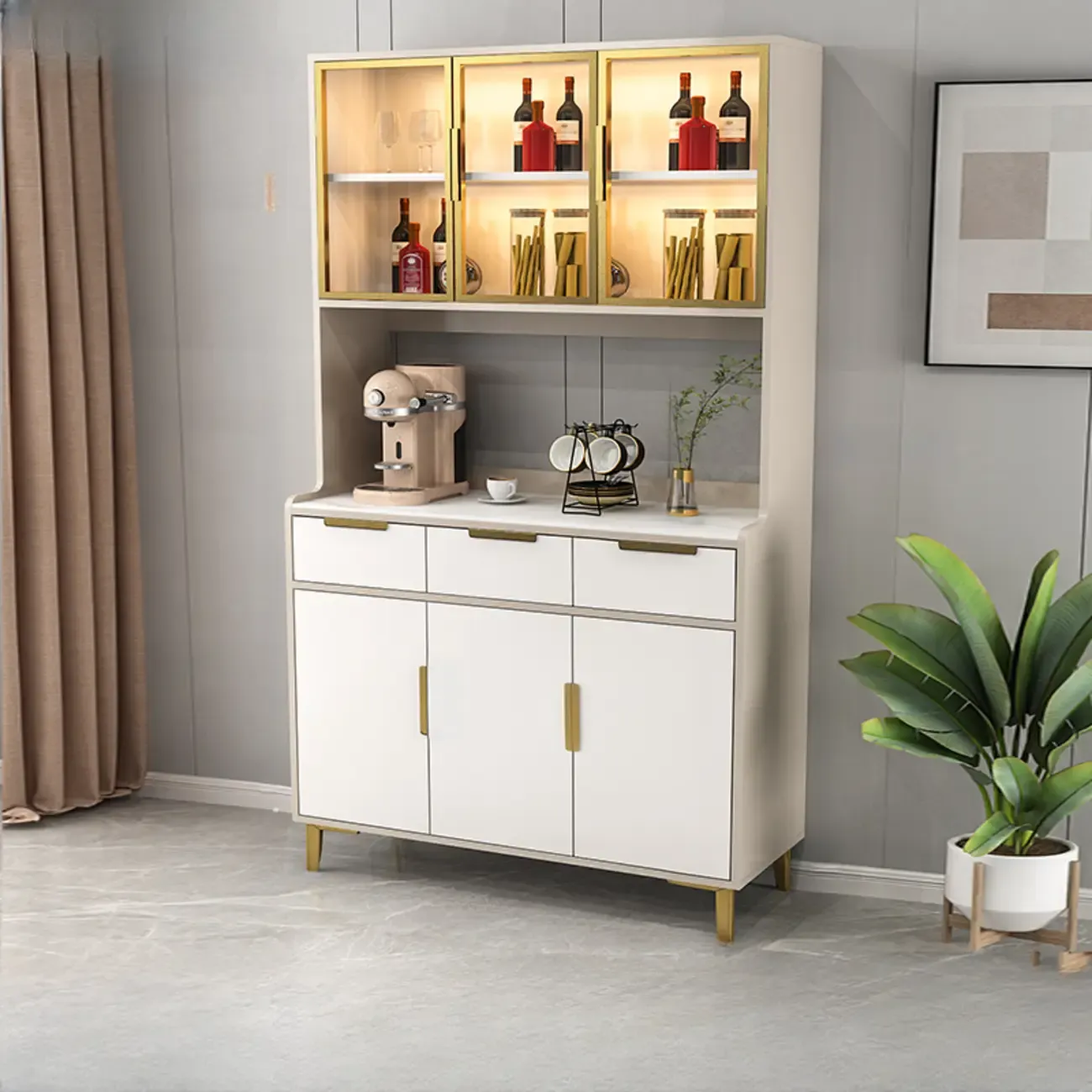 Modern Wooden Display Cabinet with Glass Doors Image - 17