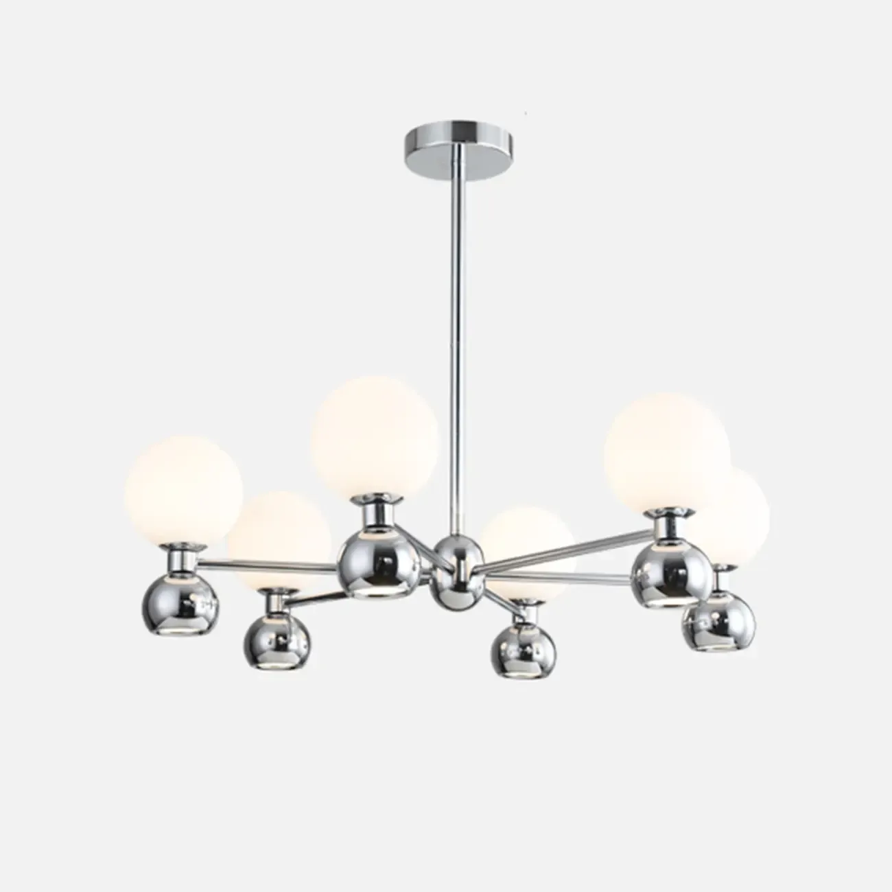 Modern Style White Globe Chandelier with Metal Frame Image - 6