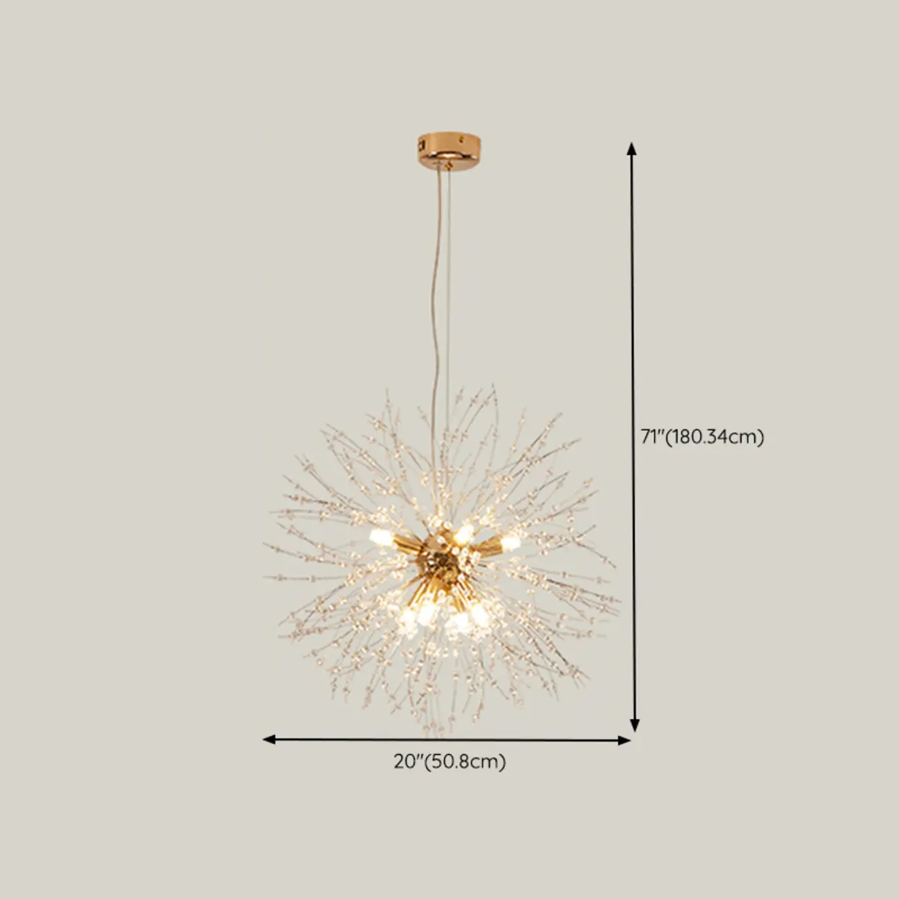 Luxury Crystal Chandelier Starburst with Flexible Length #size | homeyfad