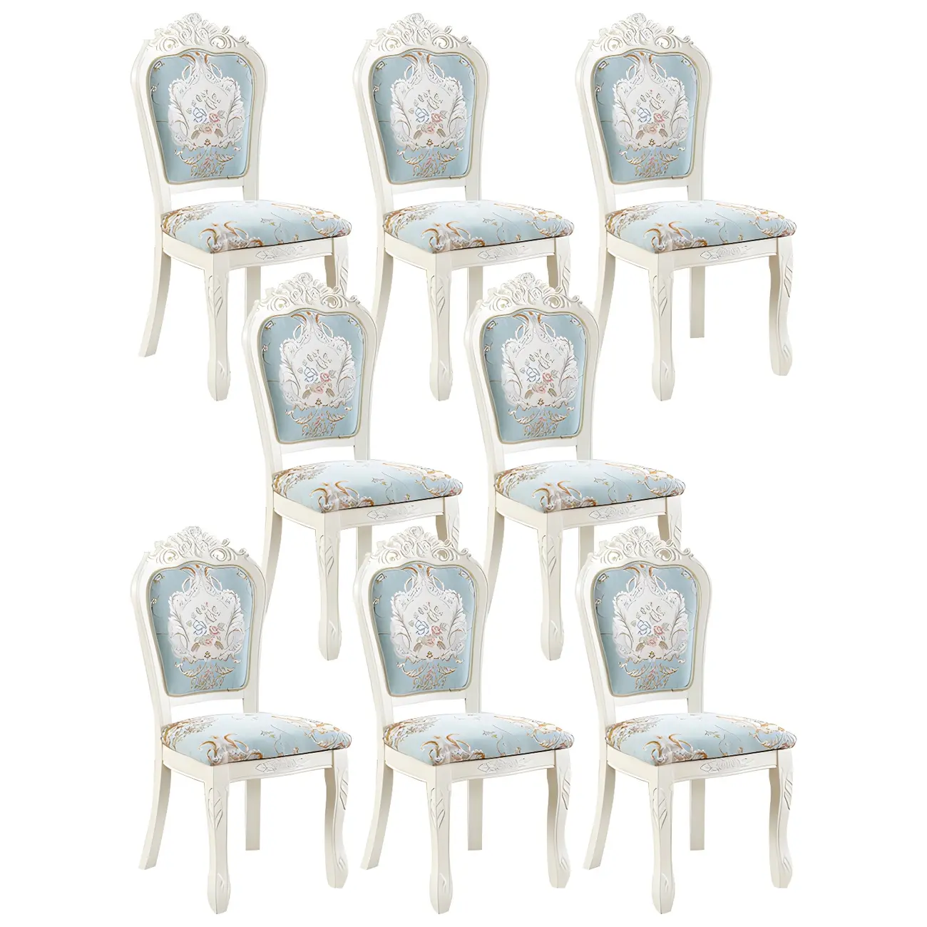 White Wood Victorian Upholstered Dining Chair Image - 35 | homeyfad