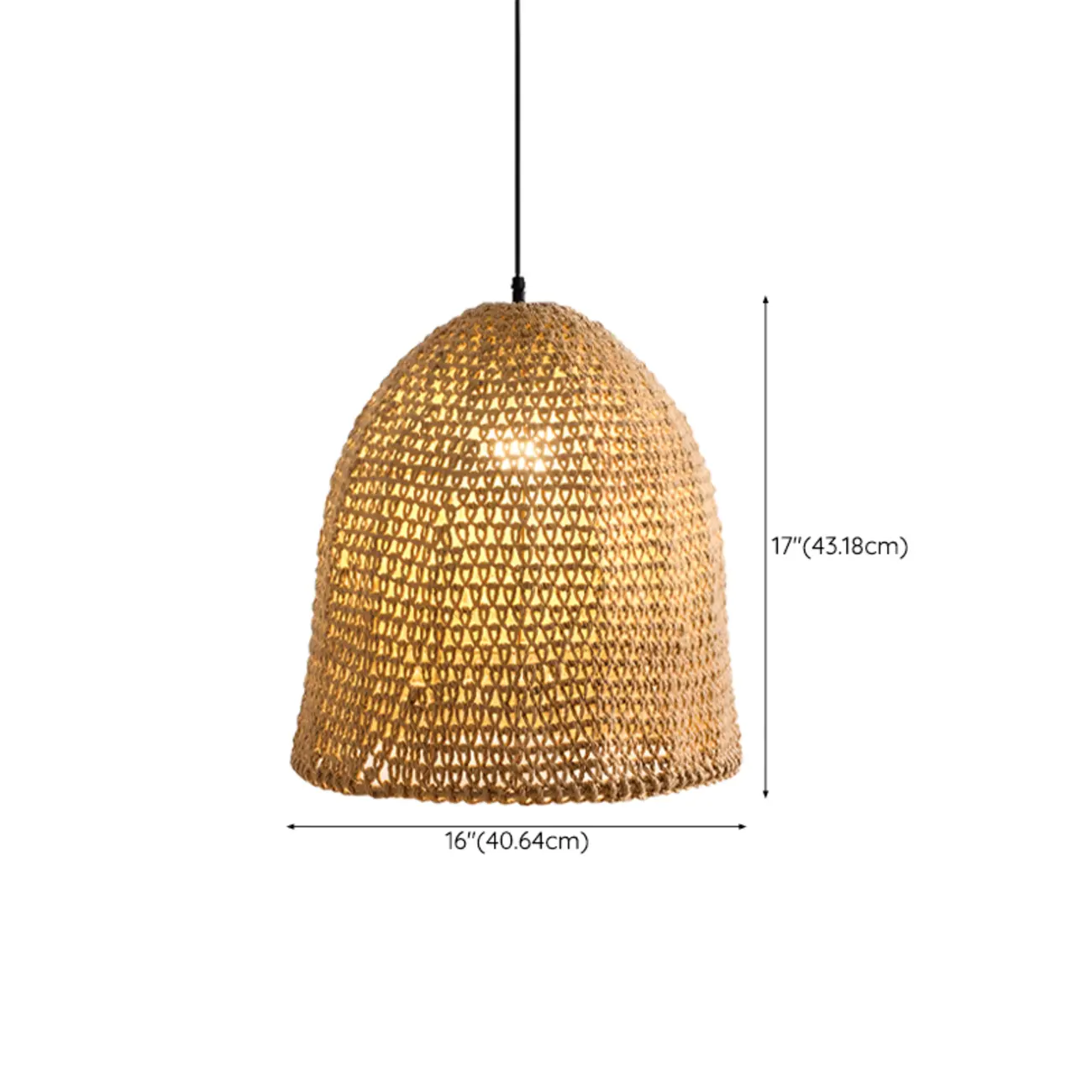 Country Style Rattan Cage Shaped Pendant Light for Living Room #size