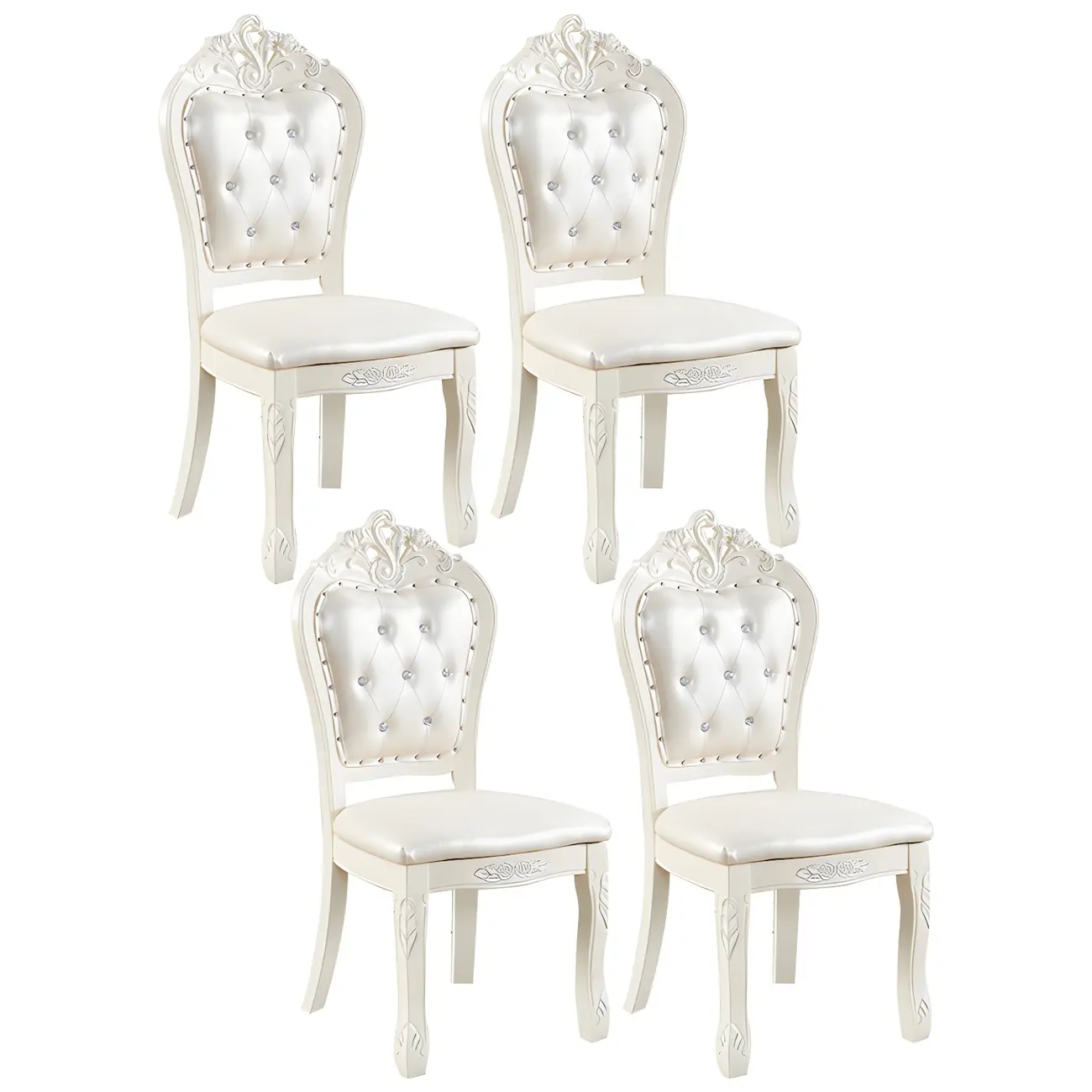 White Wood Victorian Upholstered Dining Chair Image - 36 | homeyfad
