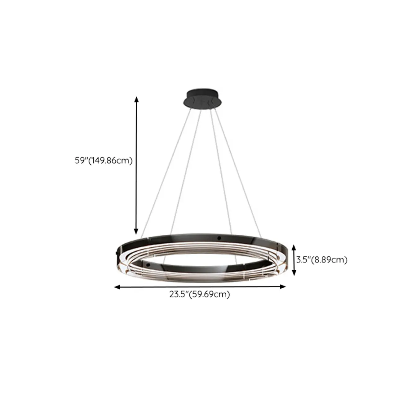 Modern LED Round Metal Chandelier with Flexible Height #size | homeyfad