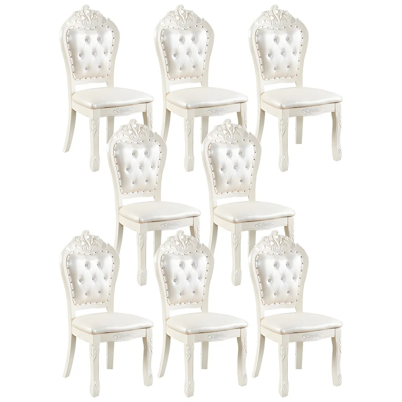 White Wood Victorian Upholstered Dining Chair Image - 37 | homeyfad