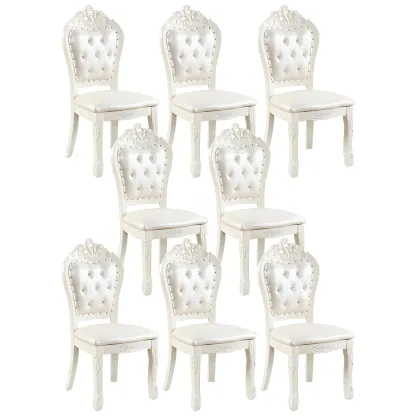 White Wood Victorian Upholstered Dining Chair Image - 37