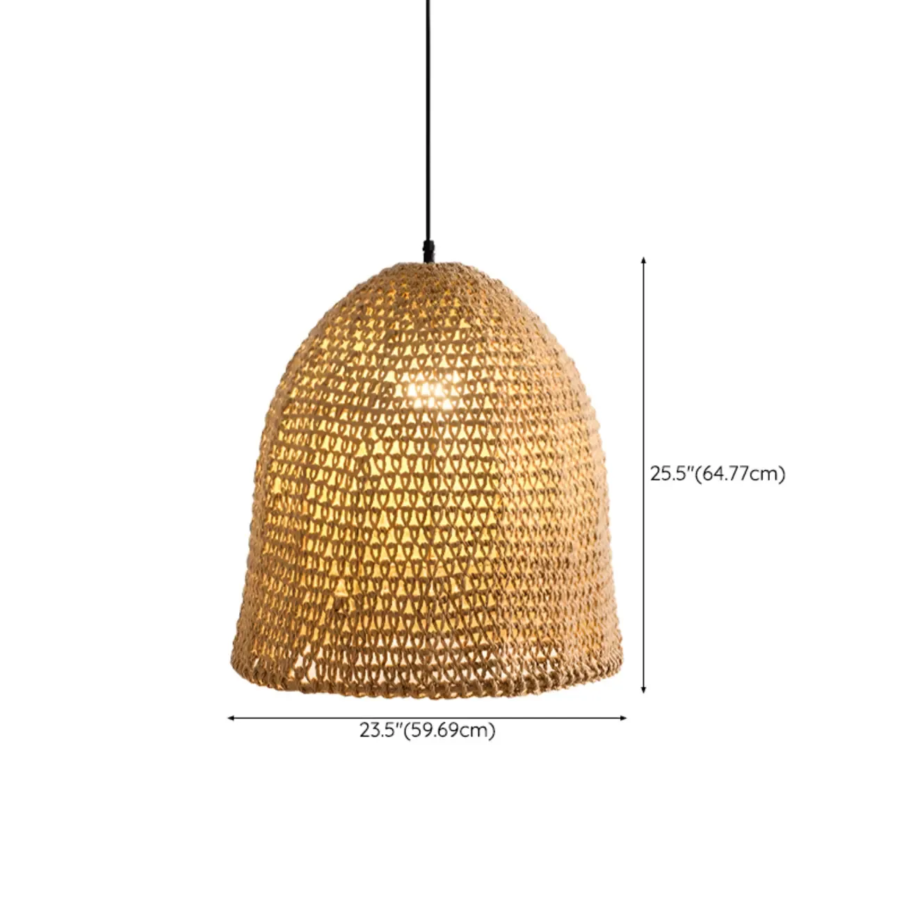 Country Style Rattan Cage Shaped Pendant Light for Living Room Image - 14