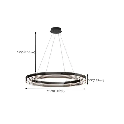 Modern LED Round Metal Chandelier with Flexible Height Image - 17