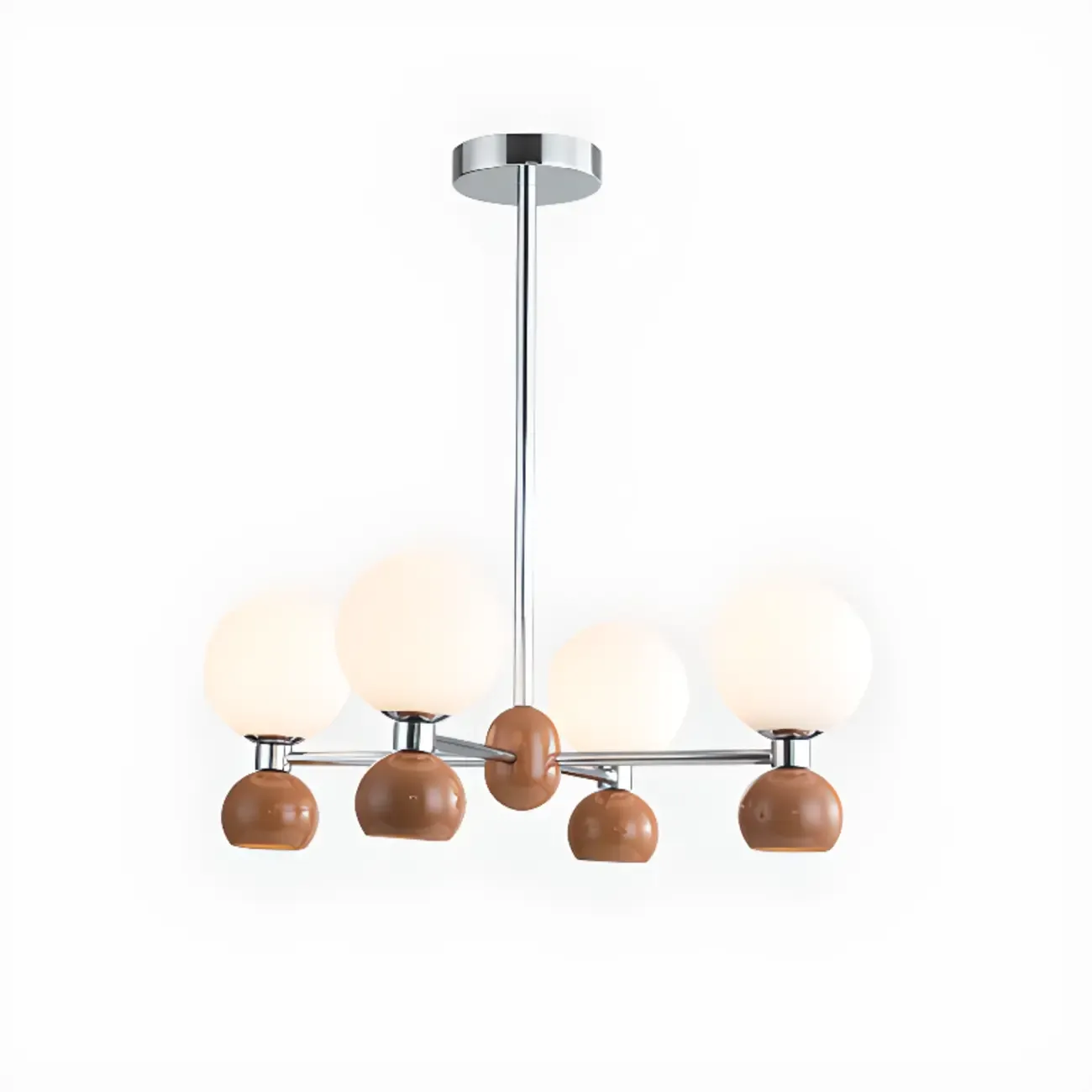 Modern Style White Globe Chandelier with Metal Frame Image - 10