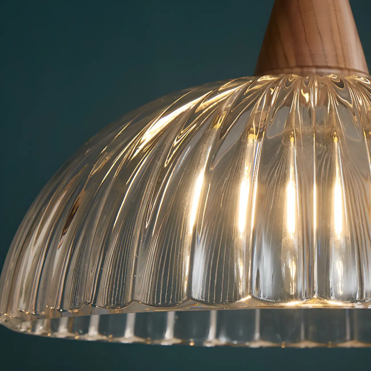 Vintage Brown Reeded Glass Lampshade Pendant Light for Home Decor Image - 14