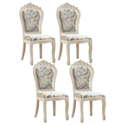 White Wood Victorian Upholstered Dining Chair Image - 38