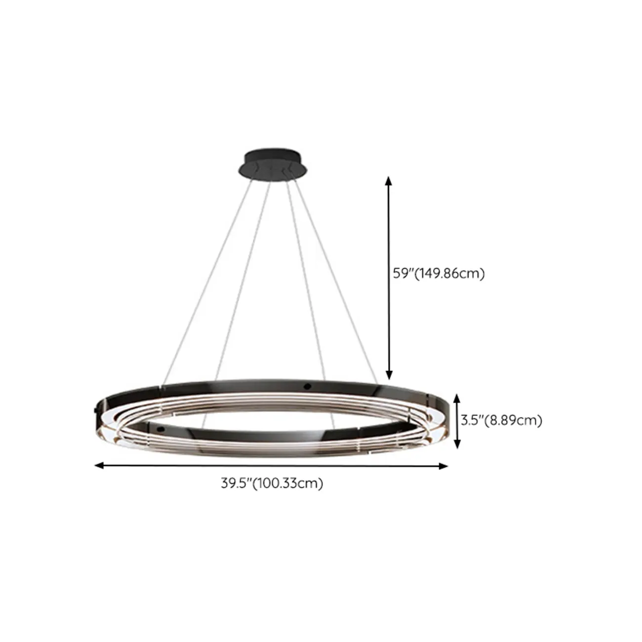 Modern LED Round Metal Chandelier with Flexible Height Image - 18 | homeyfad